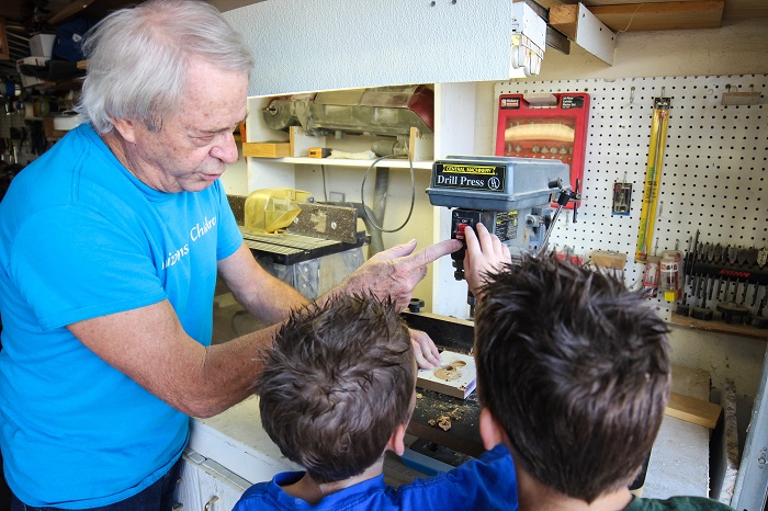 Mike Sublette, a volunteer mentor with Arizonans for Children, is a retired shop teacher. His "Believe and Achieve" program is a way for young men to learn woodworking and life skills. (Wrangler News photo by Alex J. Walker)
