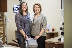 Drs. Roxane Huber, left, and Stacy Tracy have created an environment that combines advanced technology with an at-home feeling. [Billy Hardiman/Wrangler News]
