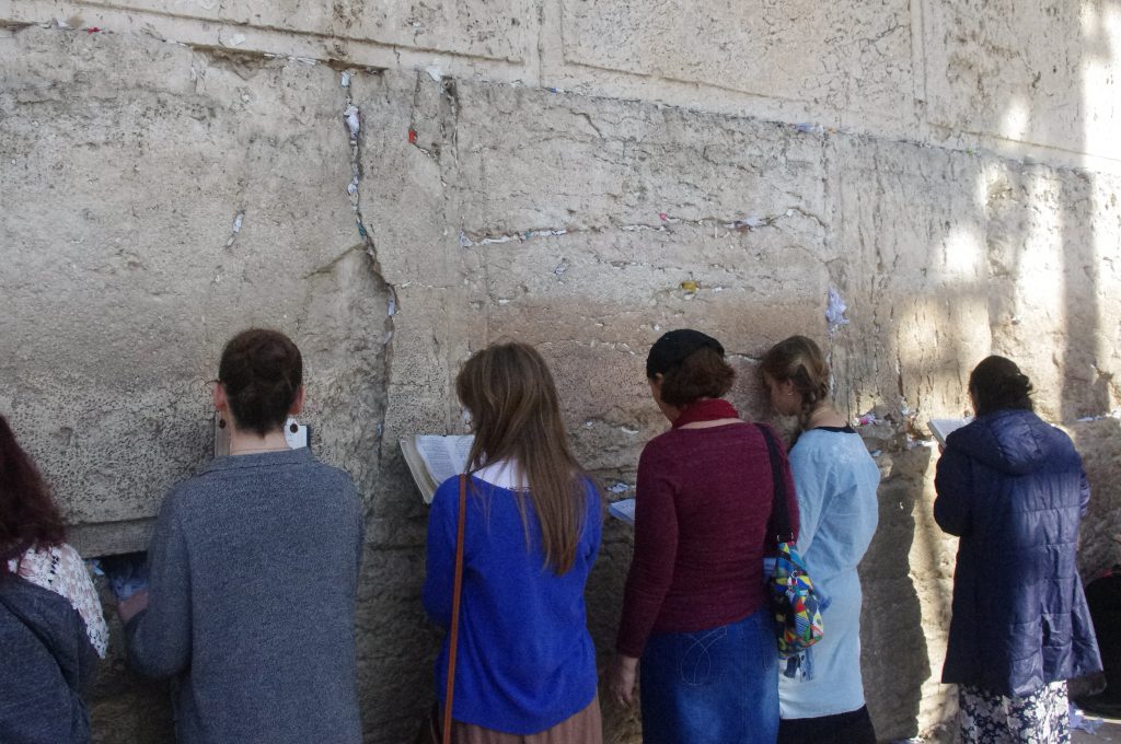 Women pray before the Western Wall in Jerusalem. (Joyce Coronel/WRANGLER NEWS)