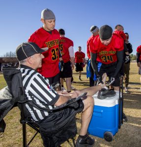 It was a good thing Tempe Fire was near by when a referee suffered a twisted ankle. [Photo Billy Hardiman/Wrangler News]